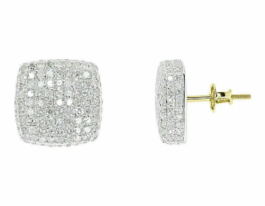 Pendientes pavé 3D de oro amarillo de 10k sobre diamantes creados en laboratorio de 2,5 quilates de 2,5 quilates para hombre y mujer Foto 1 de 4