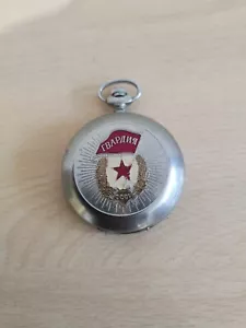 Orologio da tasca vintage MOLNIJA Guardia Stella Rossa, SOVIETICA/URSS - Picture 1 of 9