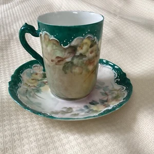Antique H & C L France Haviland And Co Small Tea Cup & Saucer Multicolor - Picture 1 of 14