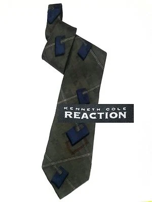 KENNETH COLE NUEVO 100% Verde Seda Multi Geométrico Diseñador Corbata 59L - G7 Foto 1 de 3
