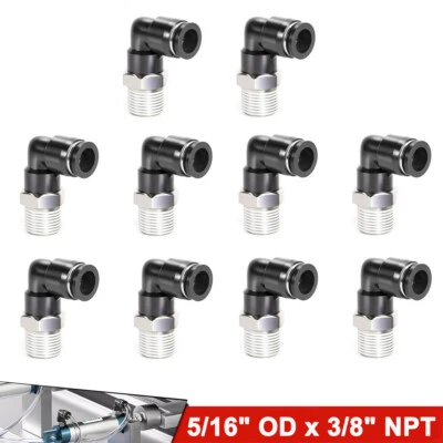 10Pcs Pneumatic OD 5/16" Tube x 3/8" NPT Male Swivel L Push To Connect Fitting - Image 1 of 4