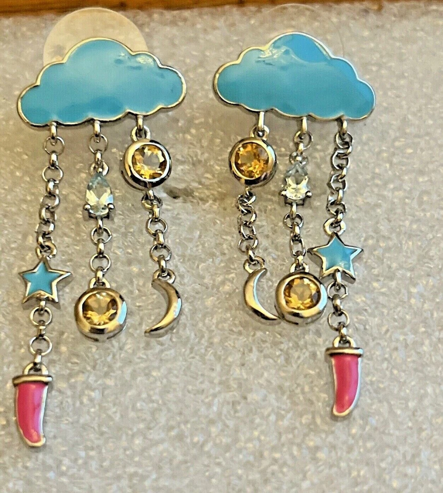 Pendientes Espirito Santo Aguamarina, Nube Citrino Brasileña Platino Sobre Estela Foto 1 de 4