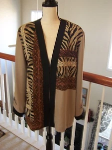 Jordana Women's L Jacket Animal Print Long Sleeve Multi Color - Picture 1 of 6