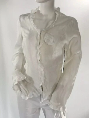 Willi Smith White Linnen Blazer Ruffle Details  New NWT Medium - Image 1 of 4