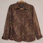 Chaps Classics 2X Womens Top Blouse Shirt Cheetah Plus Size Cotton Button 0778
