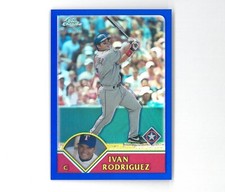 2003 Topps Chrome IVAN RODRIGUEZ #58 ~ Blue Refractor 348/699