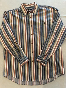 National Geographic Travel Button Up Hemd Herren Large Retro Streifen Tasche Logo - Bild 1 von 5