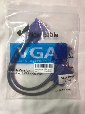 VGA Splitter Cable Dual VGA Monitor Y Cable 1 Male to 2 Female Adapter Converter - Image 1 of 4