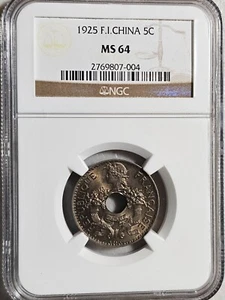 French Indochina 5 Cents 1925 NGC MS 64 - Picture 1 of 2