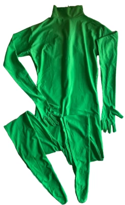 Traje de cuerpo completo de spandex pantalla verde malla capucha facial VFX unisex L-XXL disfraz NUEVO Foto 1 de 4