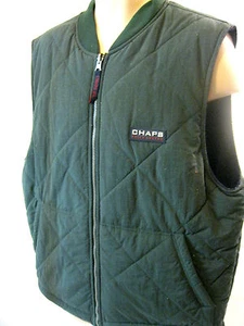 Mens CHAPS Ralph Lauren LG Reversible Navy Blue/ GreenPuffer Front Zip Vest - Picture 1 of 7