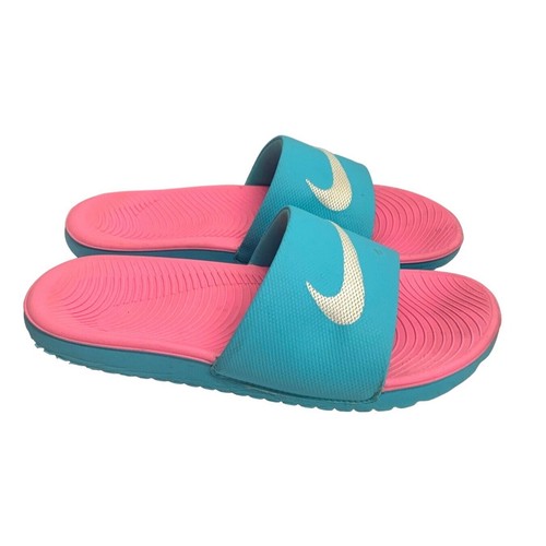 Nike Youth taglia 5 sandalo slip on slide rosa blu Kawa