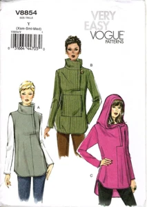 Very Easy Vogue V8854 Misses L to XXL Pullover Tunic Hoodie Uncut Sewing Pattern - Picture 1 of 2