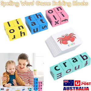 Wooden Crossword Puzzles Montessori English Words Spelling Game Educational Toys