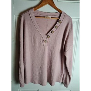 Dress Up Love People Thermo Bluse Damen L V-Ausschnitt Langarm Neu mit Etikett Rosa - Bild 1 von 7