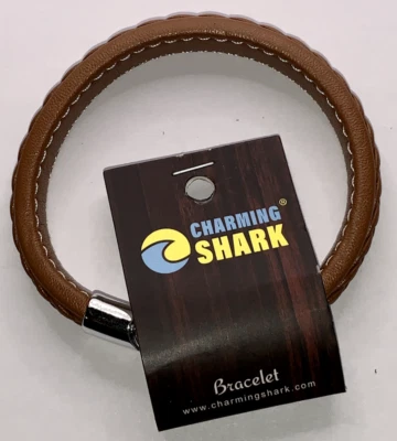 Charming Shark Pulseira Trançada de Couro Genuíno Fivela Magnética BOGO! - Imagem 1 de 3