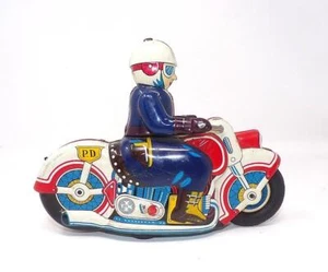 MOTO POLICÍA DÉCADA DE 1950 - USAGYIA - PINTURA FINA - COMO SE ENCUENTRA - MECANISMO NECESITA REPARACIÓN - Imagen 1 de 5