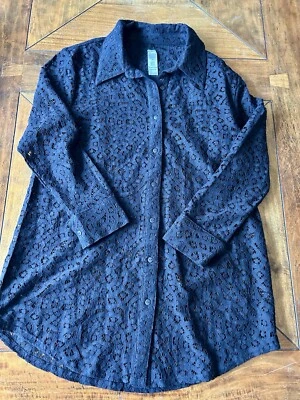 Vestido camisero de playa con botones para cubrir traje de baño, negro de Venus, talla mediana Foto 1 de 4