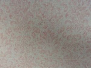 Vintage Linen Fabric Petite Damask Red Pink Beige Curtain Blind Craft