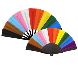 Progress Pride Fan Set – Large & Small LGBTQ+ Rainbow Festival Folding Hand Fans - Picture 1 of 3