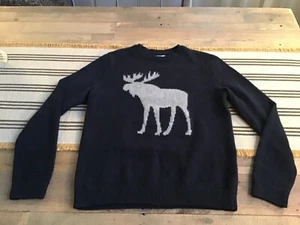 Abercrombie Navy Blue Moose Crewneck Sweater Youth Size 13/14 - Picture 1 of 5
