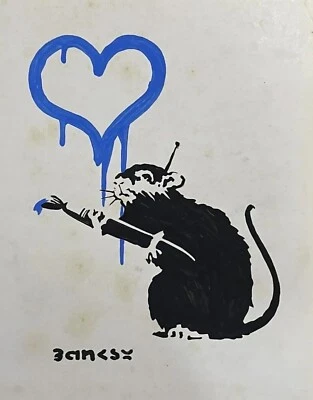 BANKSY CoA Art Painting Gnadmade Drawing Vintage Original Signed - Image 1 of 4