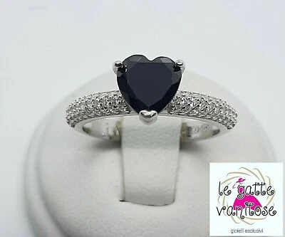 Anello Donna in Argento 925 solitario con cuore e zirconi  - Immagine 1 di 4