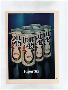 Colt 45 1972 licor de malta anuncio impreso original ~ envío gratuito ~ paquete de cerveza súper seis - Imagen 1 de 1