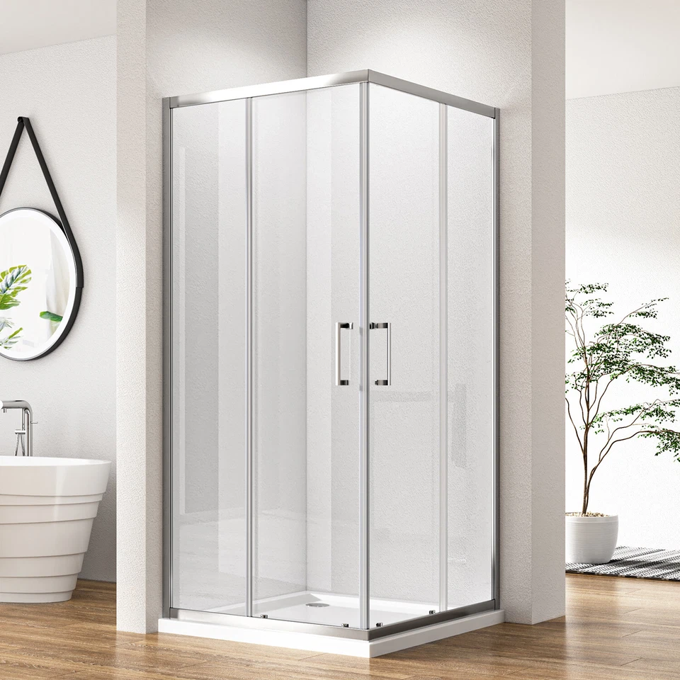 BOROMAL Duschkabine Schiebetür Duschtrennwand Eckeinstieg Duschabtrennung Duschwand Glas