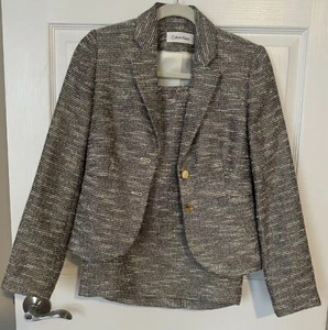 NWT! Calvin Klein Skirt Suit Size Petite 4P Two Piece Set Tan Gold - Picture 1 of 7