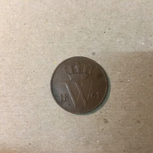 NETHERLANDS 1 CENT 1861 KM # 100 F-VF. - Picture 1 of 2