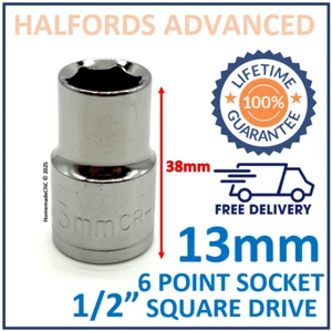 Halfords Advanced 13mm 1/2" Square Drive 6 Point Socket -New- Lifetime Guarantee - Picture 1 of 7
