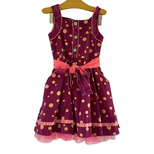 Girls Sz 6 Matilda Jane Purple Burgundy Polka Dot Dress Nicoletta - Picture 1 of 12