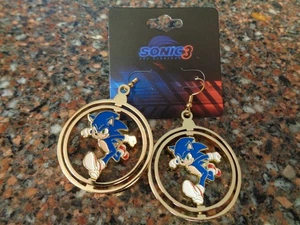 Sonic The Hedgehog Sonic Ringe Ohrhänger Goldfarben Spinning Brandneu - Bild 1 von 6