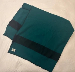Vintage LL Bean Wool Blanket in Green and Black 86.5” x 63.5” READ - Picture 1 of 14
