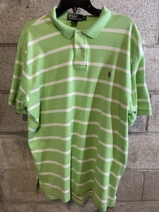 Polo Ralph Lauren uomo XL verde lime bianco righe manica corta viola pony - Foto 1 di 11