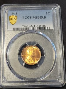 1948-P Lincoln Wheat Cent PCGS MS66RD ROTE FARBE Edelsteinqualität PQ+ - Bild 1 von 2