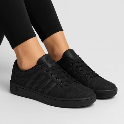 K Swiss Court Pro III SE Low Black Cheetah Women's Size 8 No Laces READ - Image 1 of 4