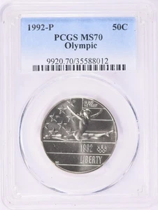 1992 P 50C Olympics Gymnastics Commemorative Half Dollar PCGS MS70 FLAWLESS - Picture 1 of 5