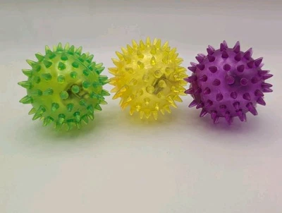LED Light Up Rubber Spike Ball Toys For Pets Dog / Cat 3 pk Balls FREE SHIPPING - Image 1 of 2