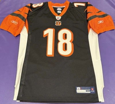 Camiseta deportiva auténtica AJ verde #18 de los Cincinnati Bengals sobre el campo Reebok talla 50 vintage Foto 1 de 4