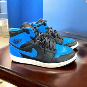 Size 7.5 Nike Air Jordan 1 Mid Royal Splatter 2018 - Men’s 554724-048 - Picture 1 of 10