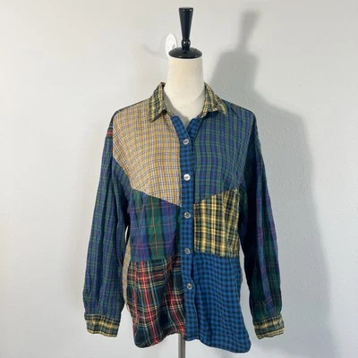 Opciones Melrose Mujer’s Blusa Túnica Camisa Mediana a Cuadros Patchwork Abotonada Foto 1 de 4