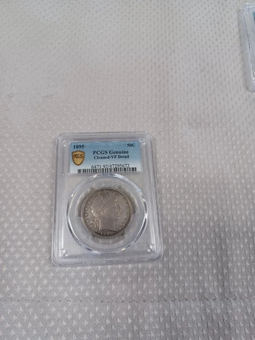 1895 P Barber Half Dollar PCGS VF Detail Cover