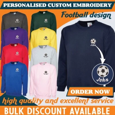 Personalised Custom Embroidered Football Sweatshirt Your Name Sports Team Player - Image 1 of 4