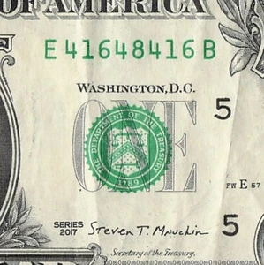 Billete de un dólar Big Bookend 416s elegante número de serie E41648416B - Imagen 1 de 11
