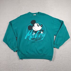 Vintage 80s Disney Mickey Mouse Sweatshirt One Size Green Pullover Crew Neck USA