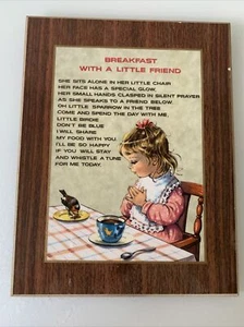 Vintage Wall Hanging Poem Breakfast With A Little Friend Sweet Birdy Mid Century - Bild 1 von 9