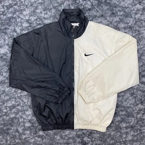 Nike Black White Split Color Windbreaker Jacket Mens Size S Vintage Zip Track - Picture 1 of 15