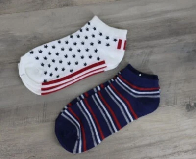 Mujer Tobillo Delgado Informal Patriótico Calcetines Rayas Estrellas Zapato Talla 4-10 Azul Rojo Foto 1 de 2